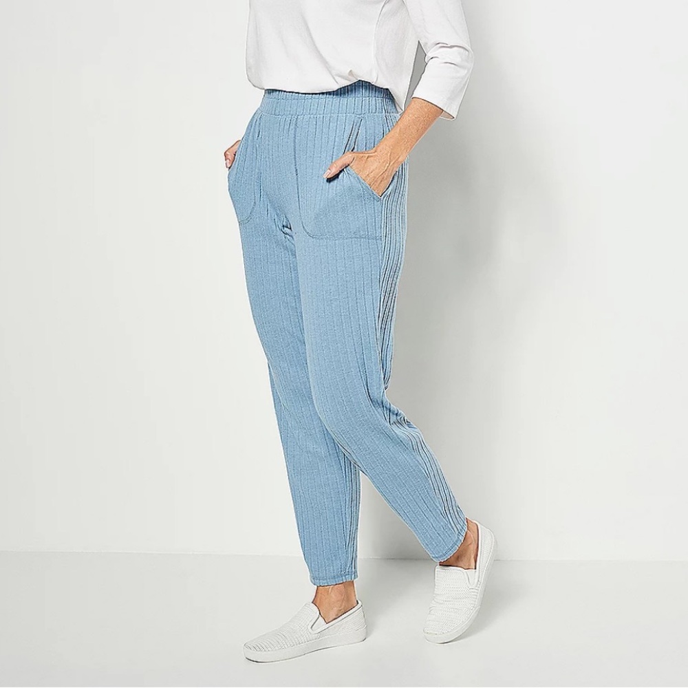 Anybody Plush Ribbed Lounge Pants Pockets Medium Petite Soft Straight Leg Womens